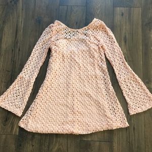 LIGHT PINK CROCHETED DRESS